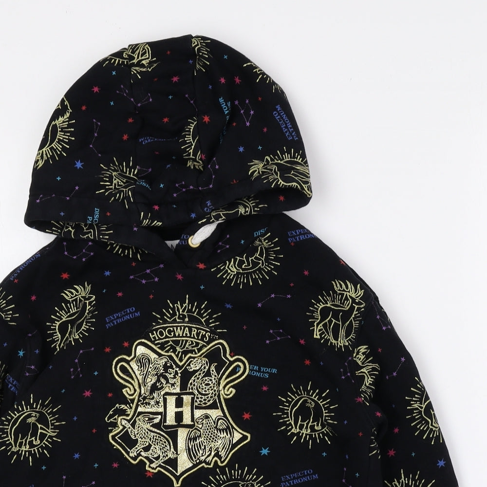 Marks and Spencer Girls Multicoloured Geometric Cotton Pullover Hoodie Size 8-9 Years - Hogwarts