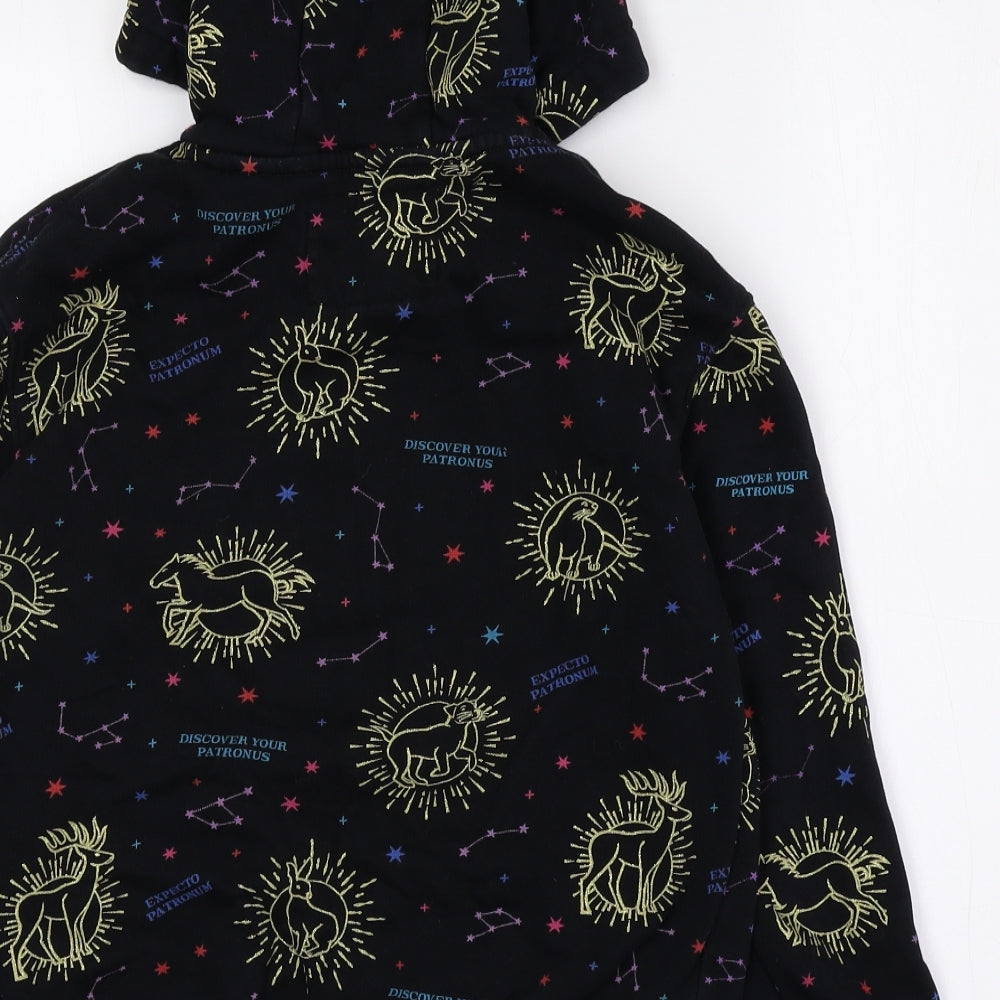 Marks and Spencer Girls Multicoloured Geometric Cotton Pullover Hoodie Size 8-9 Years - Hogwarts