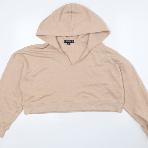Missguided Womens Beige Polyester Pullover Hoodie Size 8 Pullover - Petite, Cropped
