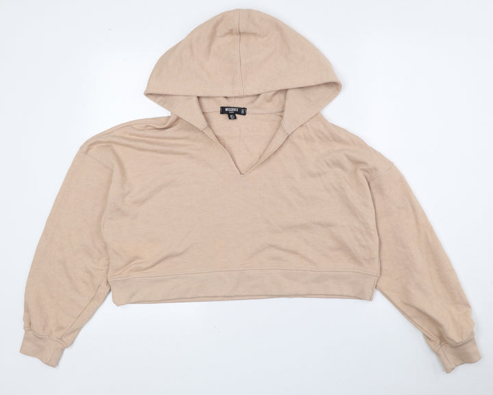 Missguided Womens Beige Polyester Pullover Hoodie Size 8 Pullover - Petite, Cropped