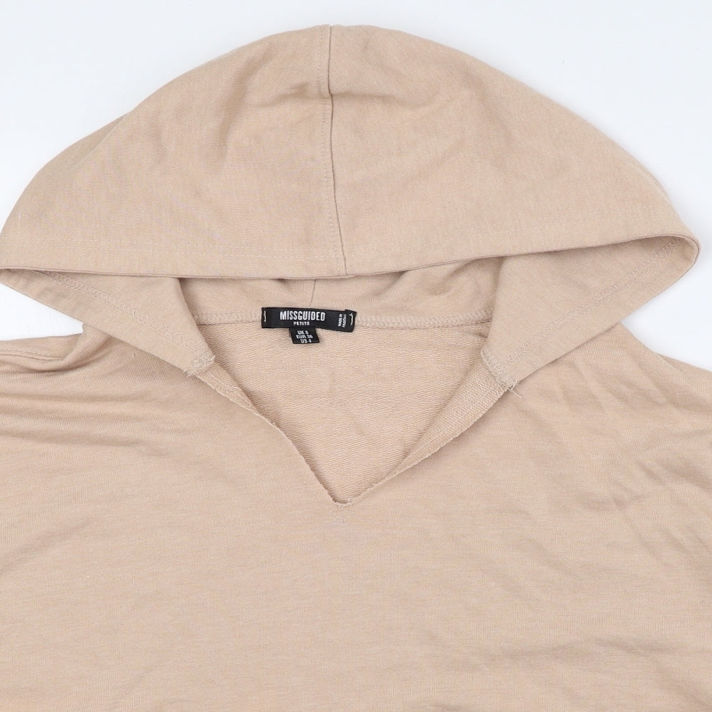 Missguided Womens Beige Polyester Pullover Hoodie Size 8 Pullover - Petite, Cropped