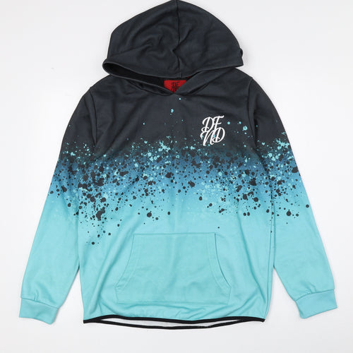 DFVD Boys Blue Geometric 100% Polyester Pullover Hoodie Size 15-16 Years