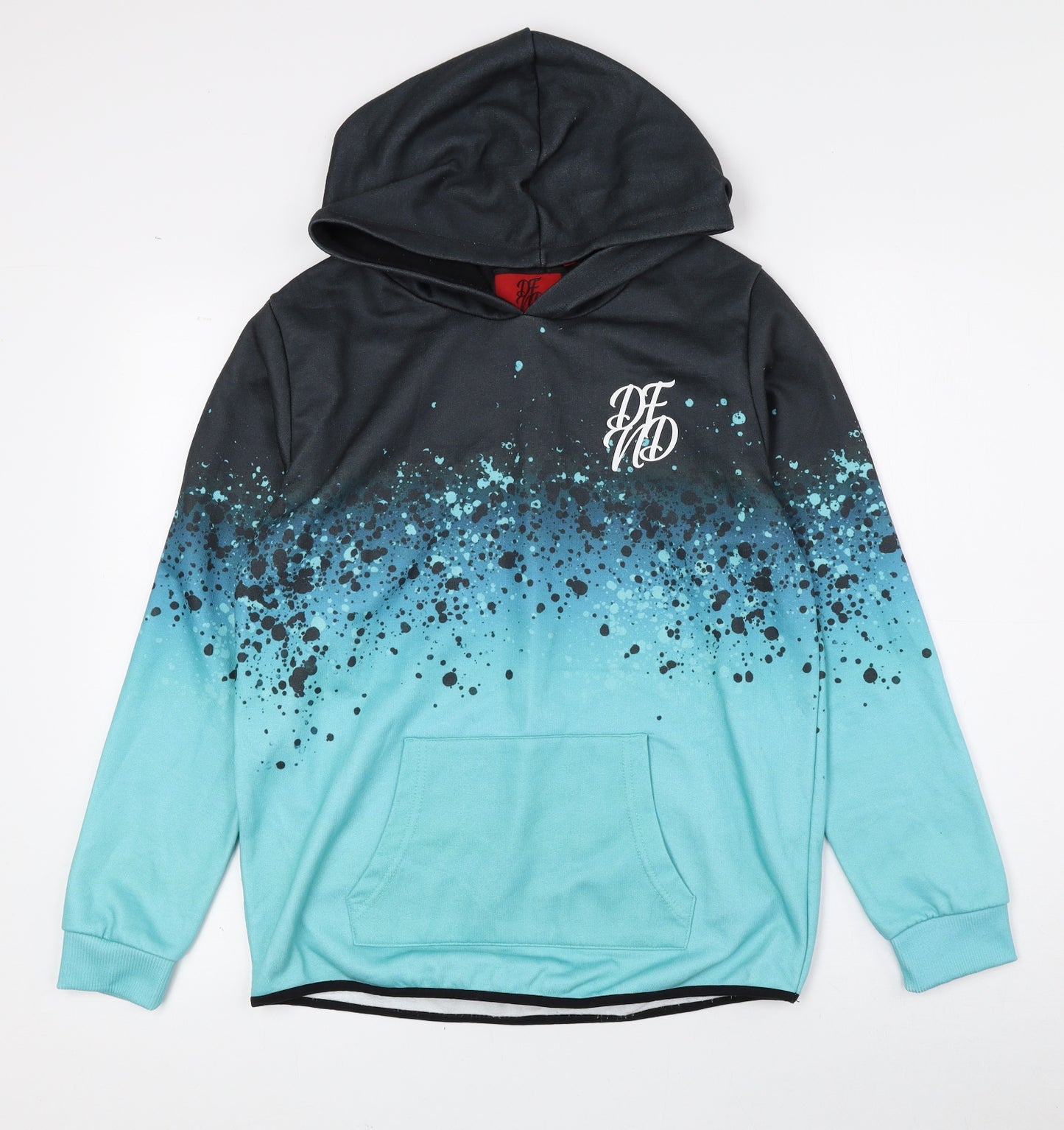 DFVD Boys Blue Geometric 100% Polyester Pullover Hoodie Size 15-16 Years