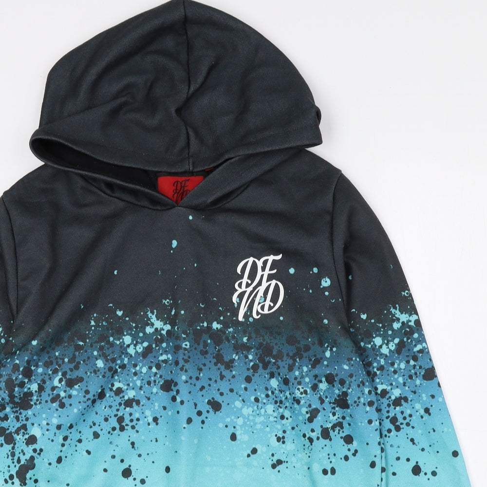 DFVD Boys Blue Geometric 100% Polyester Pullover Hoodie Size 15-16 Years