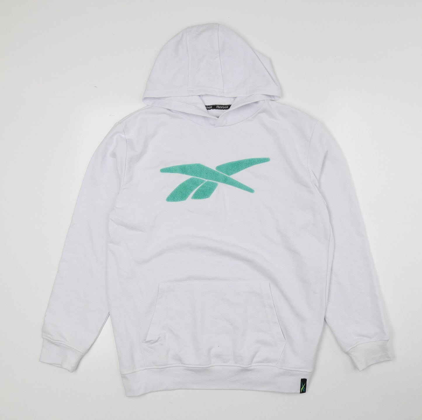 Reebok Womens White Cotton Pullover Hoodie Size XL
