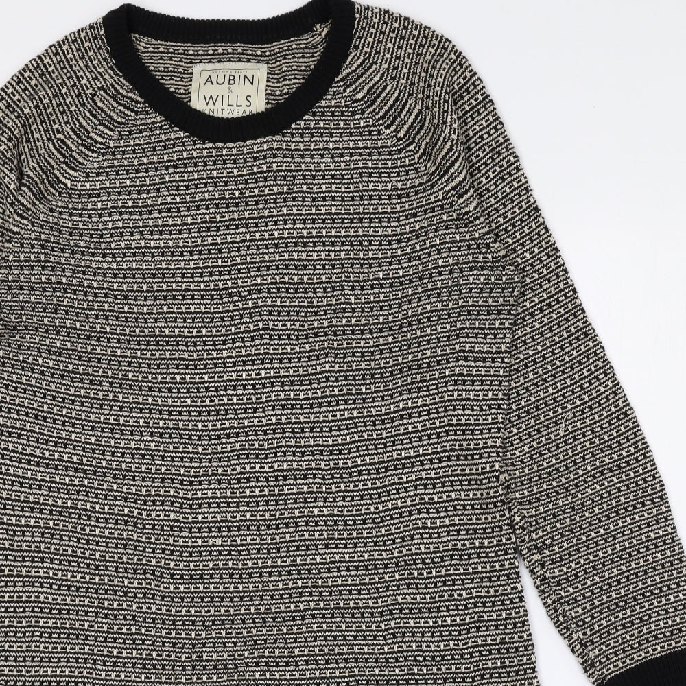 AUBIN & WILLS Womens Black Geometric 100% Cotton Jumper Dress Size M Round Neck Pullover