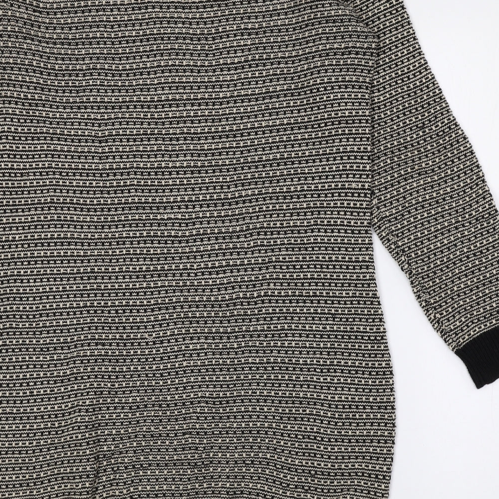AUBIN & WILLS Womens Black Geometric 100% Cotton Jumper Dress Size M Round Neck Pullover