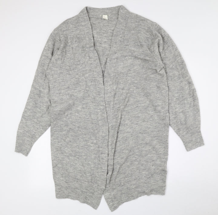 H&M Womens Grey V-Neck Acrylic Cardigan Jumper Size S