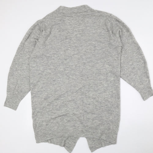 H&M Womens Grey V-Neck Acrylic Cardigan Jumper Size S