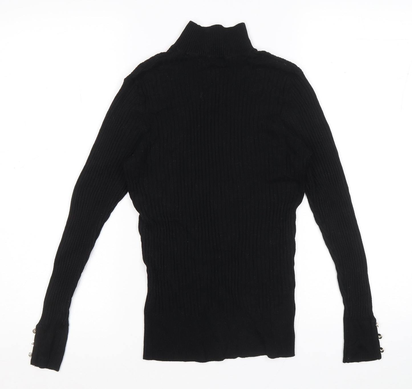 Nutmeg Womens Black High Neck Viscose Pullover Jumper Size 12