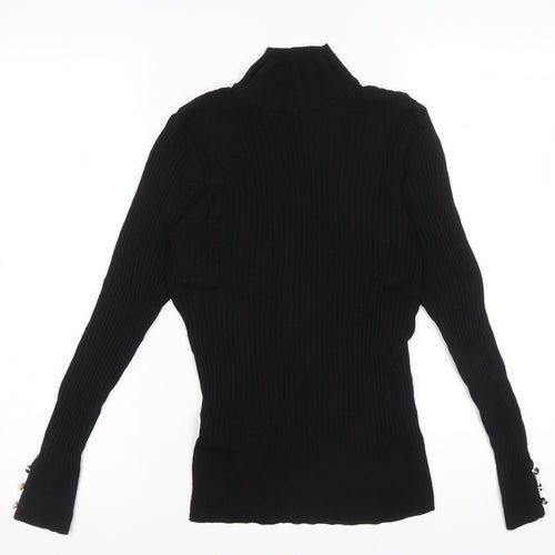 Nutmeg Womens Black High Neck Viscose Pullover Jumper Size 12