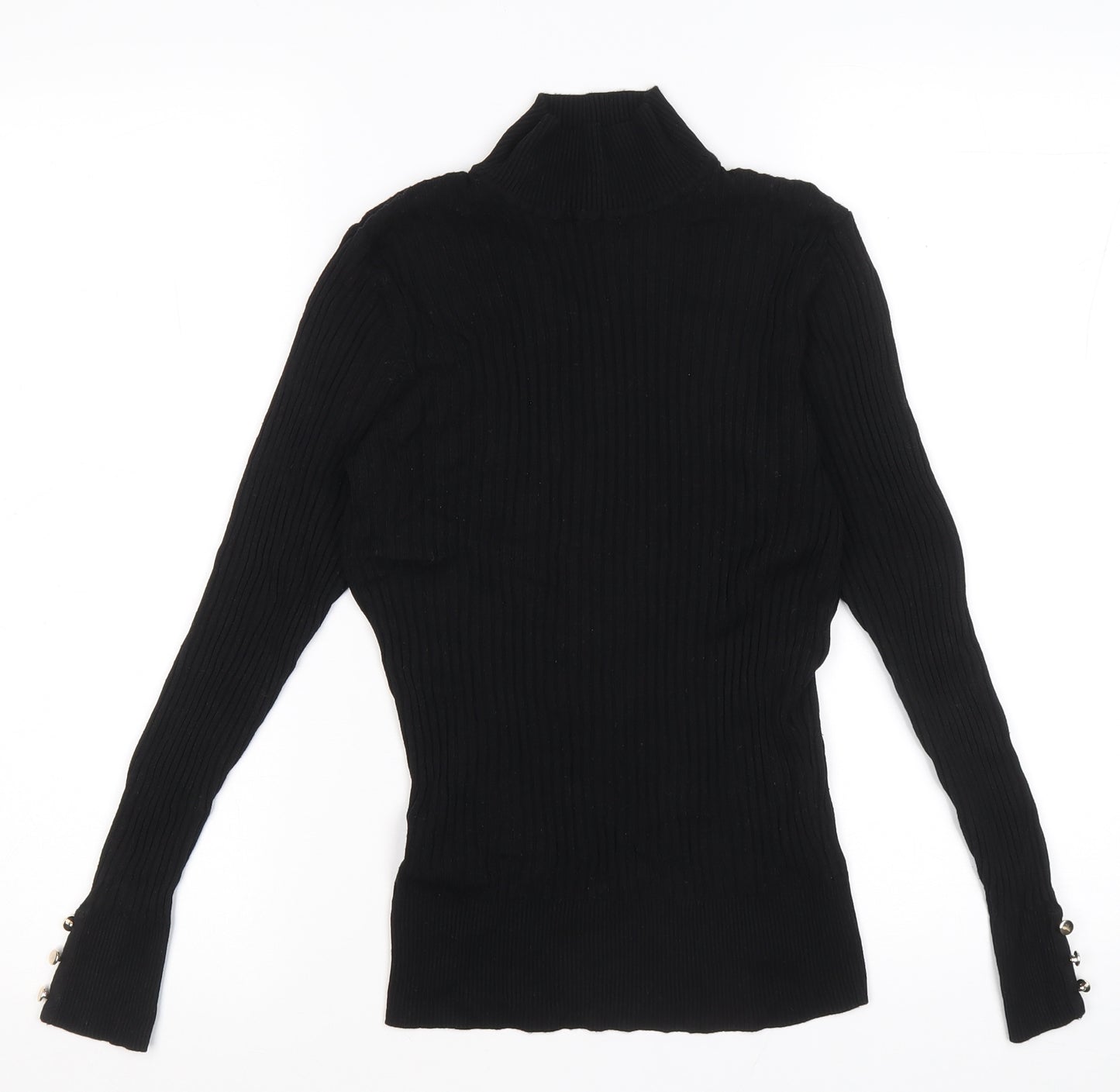 Nutmeg Womens Black High Neck Viscose Pullover Jumper Size 12