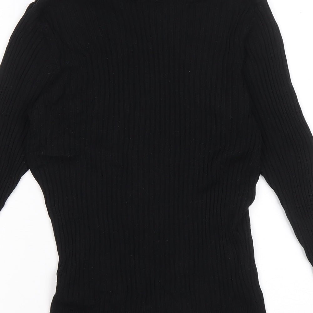 Nutmeg Womens Black High Neck Viscose Pullover Jumper Size 12