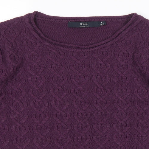 Isle Essentials Womens Purple Scoop Neck Acrylic Pullover Jumper Size 10