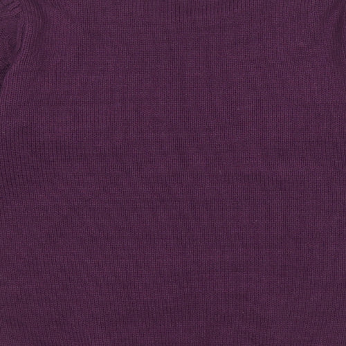 Isle Essentials Womens Purple Scoop Neck Acrylic Pullover Jumper Size 10