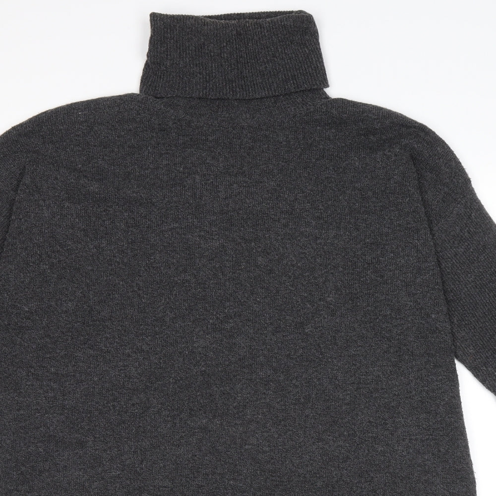 Primark Womens Grey Polyester Jumper Dress Size 14 Roll Neck Pullover