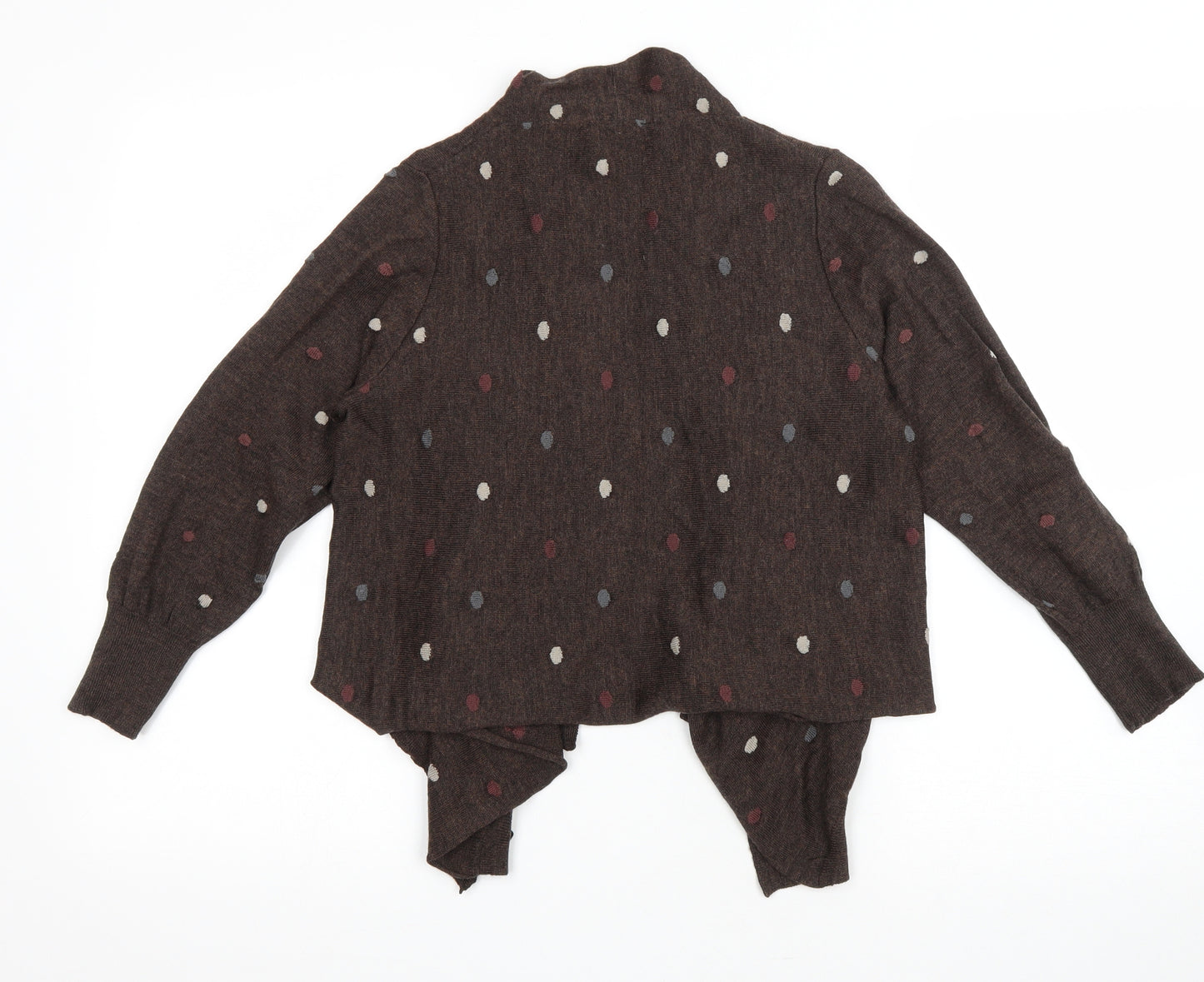 Crea Concept Womens Brown V-Neck Polka Dot Wool Cardigan Jumper Size S