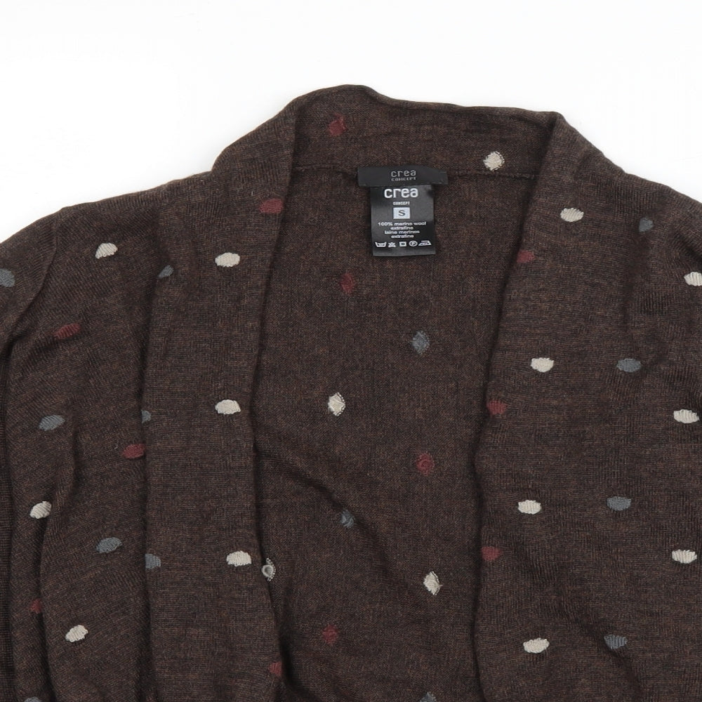 Crea Concept Womens Brown V-Neck Polka Dot Wool Cardigan Jumper Size S