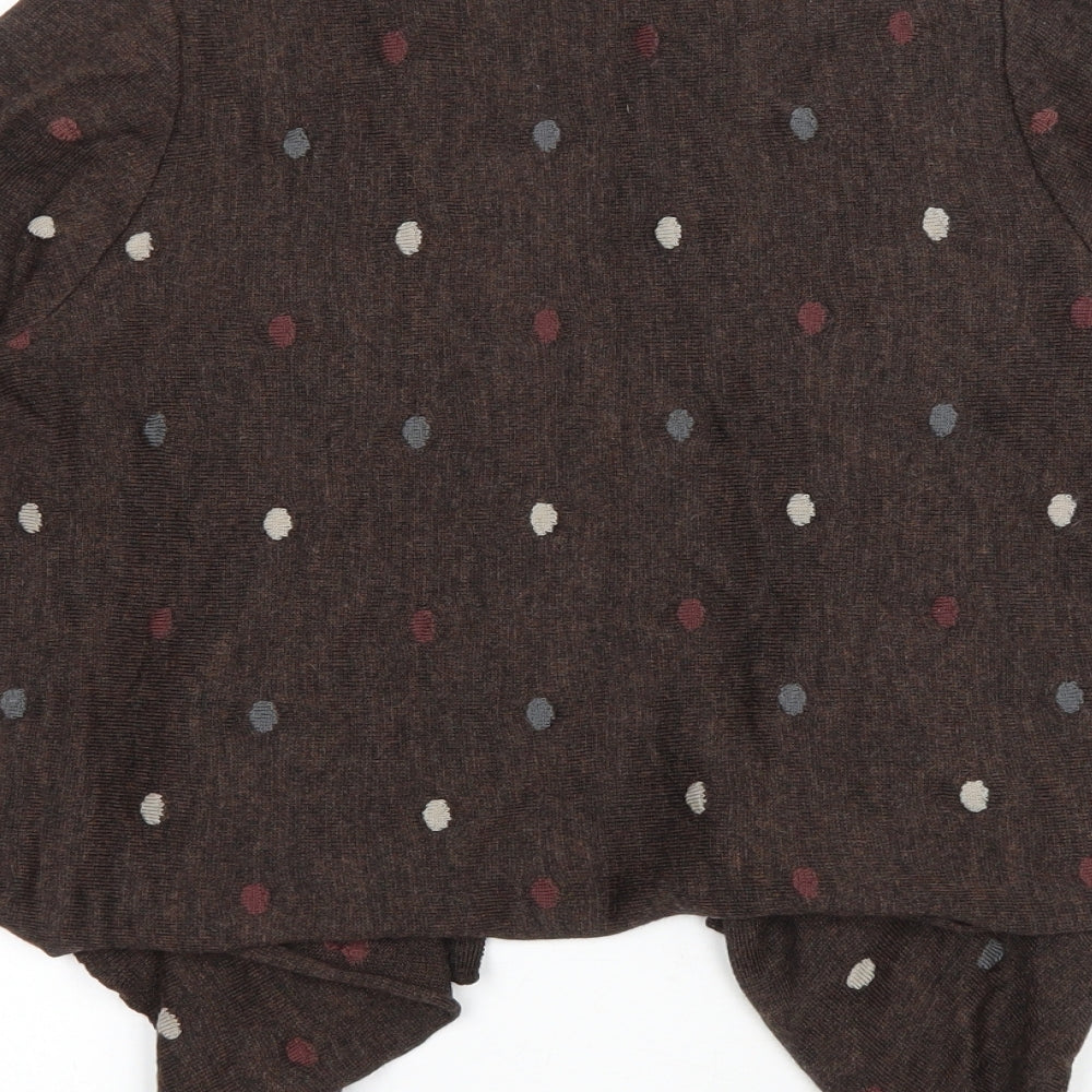 Crea Concept Womens Brown V-Neck Polka Dot Wool Cardigan Jumper Size S