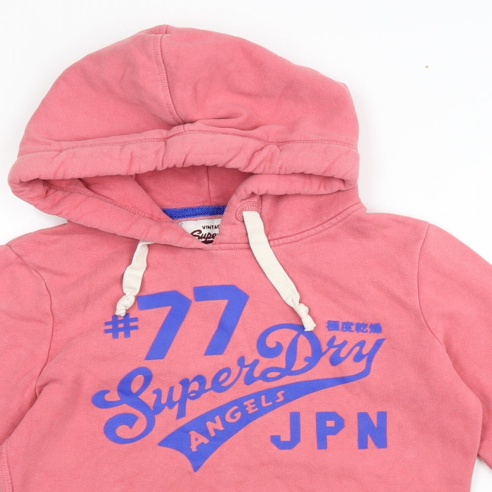 Superdry Womens Pink Cotton Pullover Hoodie Size S Pullover - Logo