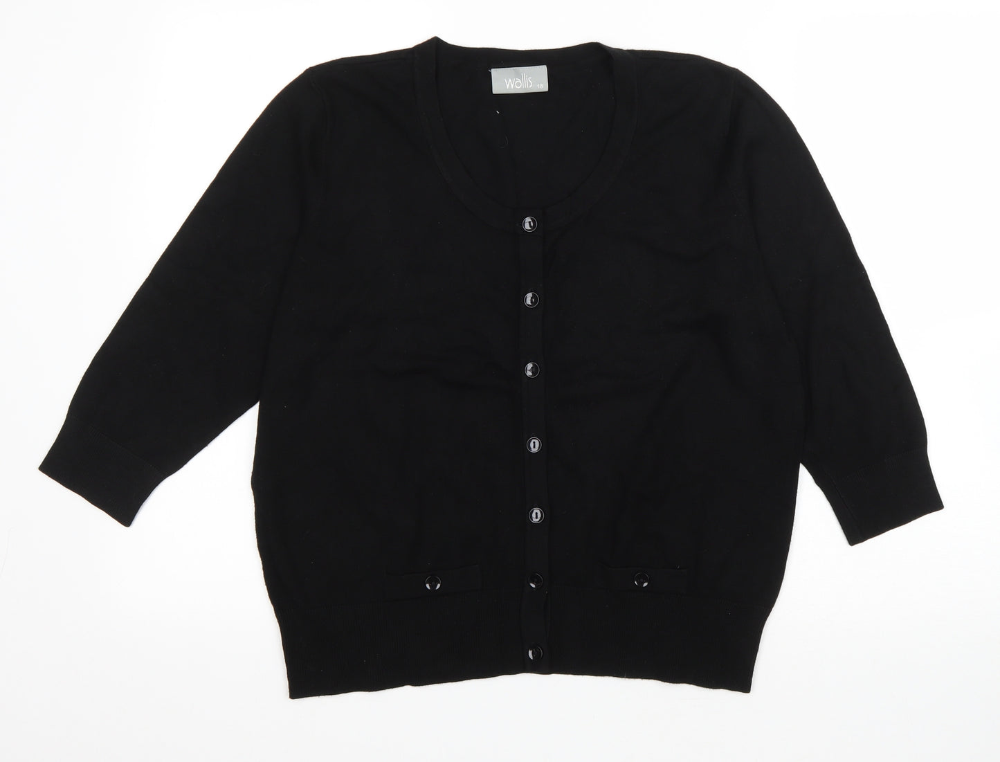 Wallis Womens Black Scoop Neck Viscose Cardigan Jumper Size 18