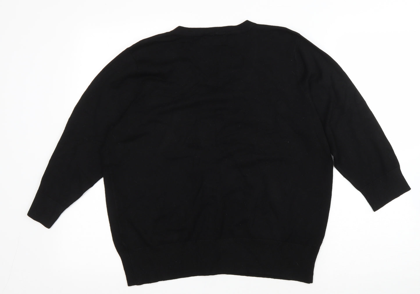 Wallis Womens Black Scoop Neck Viscose Cardigan Jumper Size 18