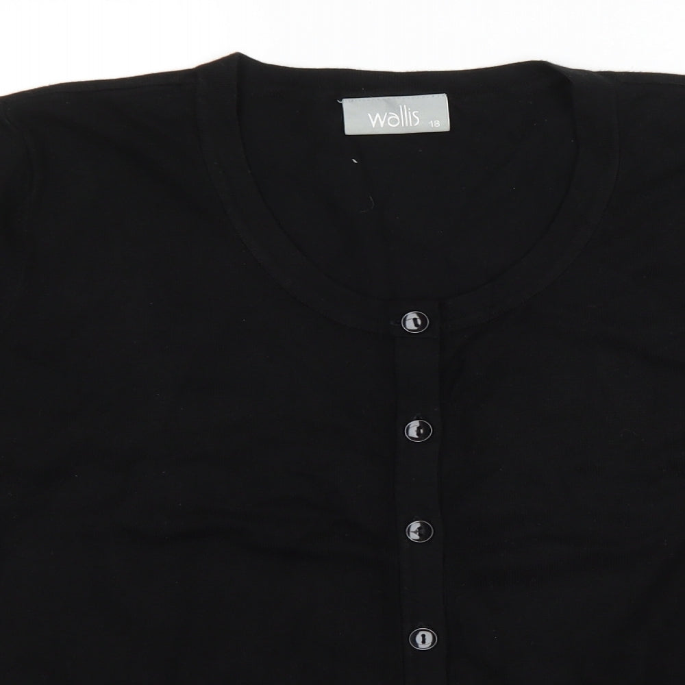 Wallis Womens Black Scoop Neck Viscose Cardigan Jumper Size 18
