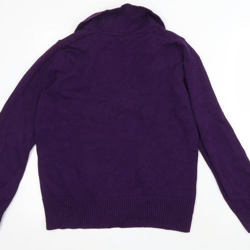 BHS Womens Purple V-Neck Cotton Cardigan Jumper Size 12