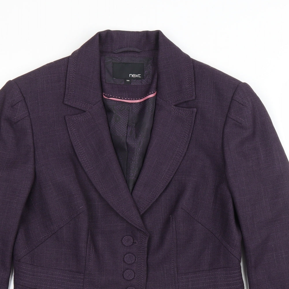 NEXT Womens Purple Polyester Jacket Suit Jacket Size 10