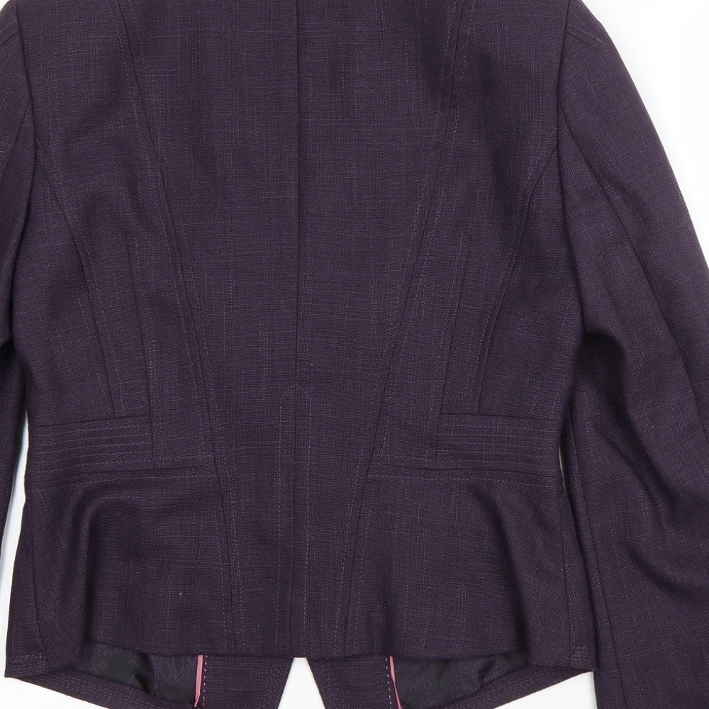 NEXT Womens Purple Polyester Jacket Suit Jacket Size 10