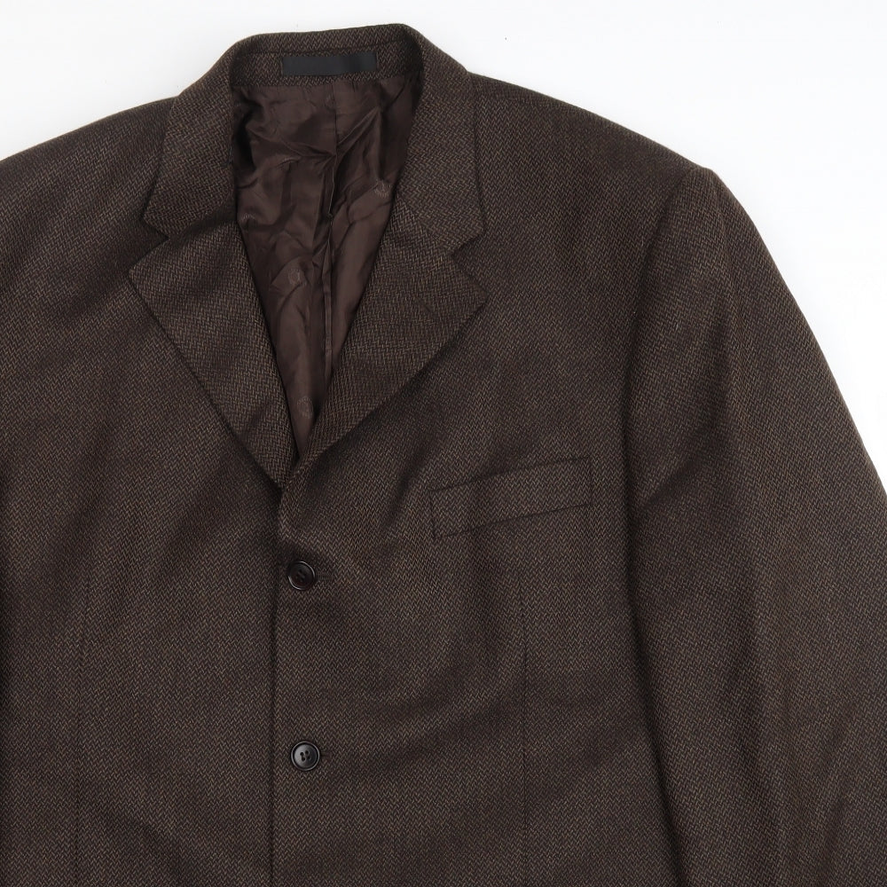 Marks and Spencer Mens Brown Herringbone Wool Jacket Suit Jacket Size 46