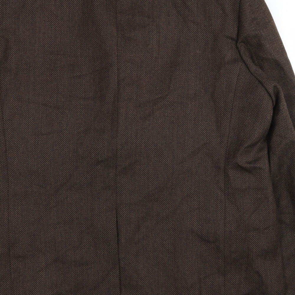 Marks and Spencer Mens Brown Herringbone Wool Jacket Suit Jacket Size 46