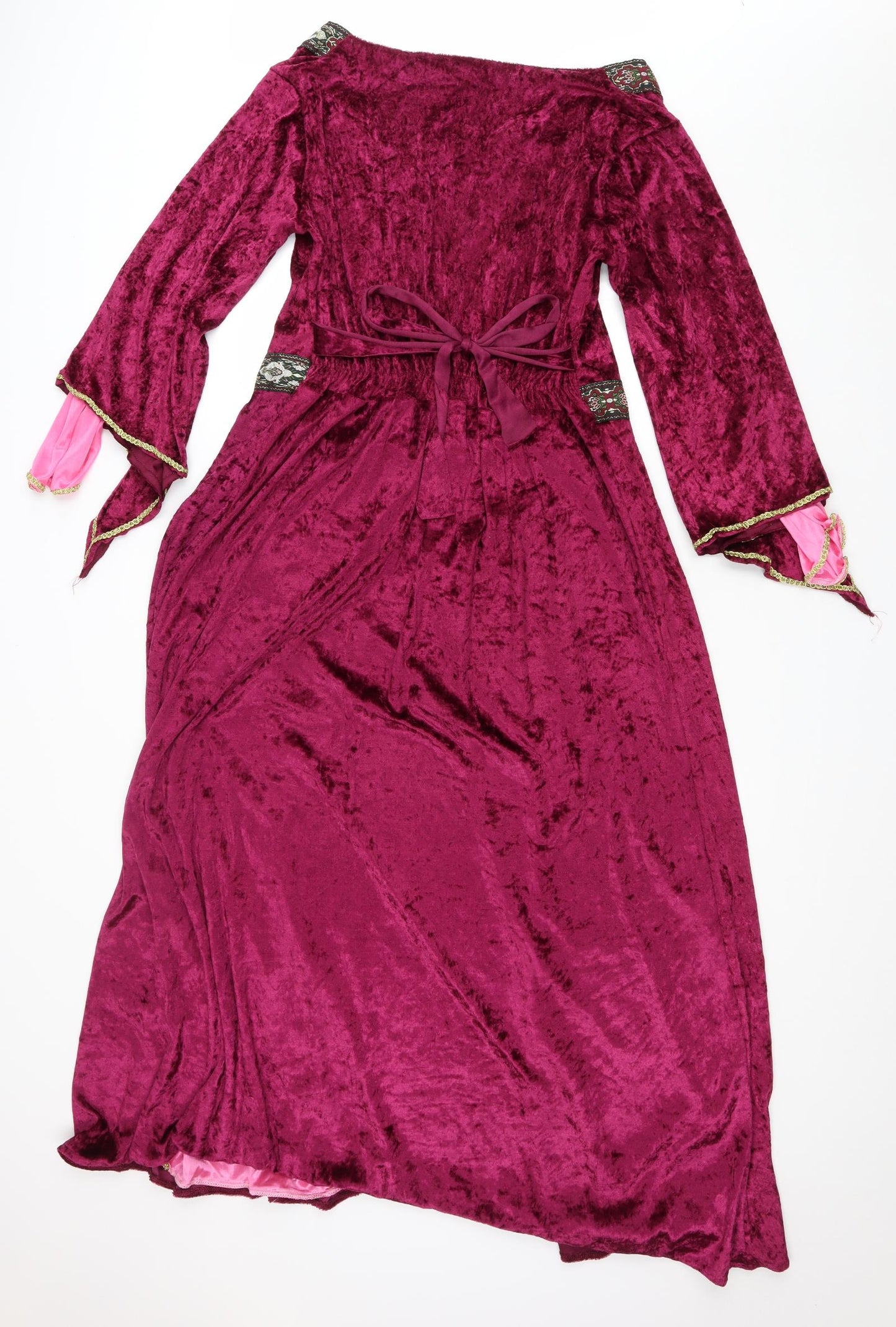 Smiffys Womens Purple Floral Polyester Ball Gown Size L Boat Neck Pullover - Medieval High Lady Costume