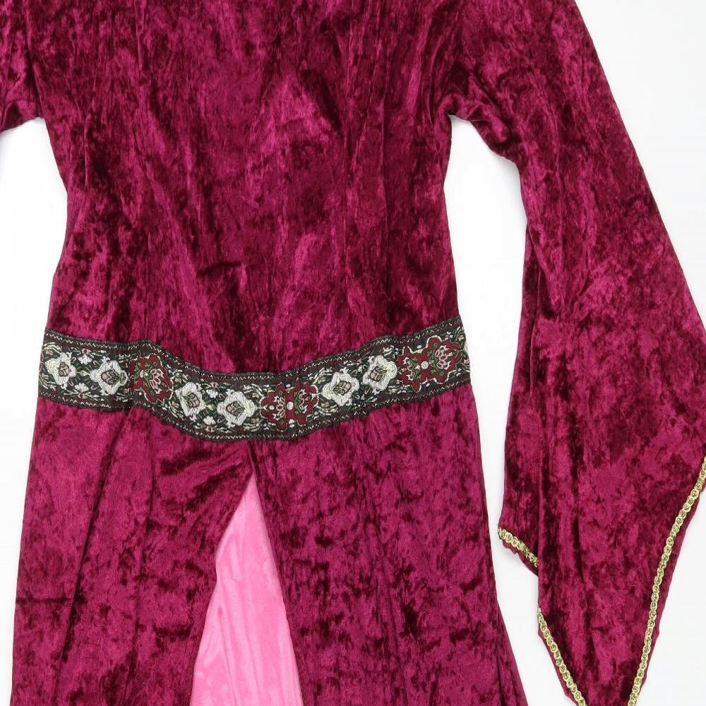 Smiffys Womens Purple Floral Polyester Ball Gown Size L Boat Neck Pullover - Medieval High Lady Costume
