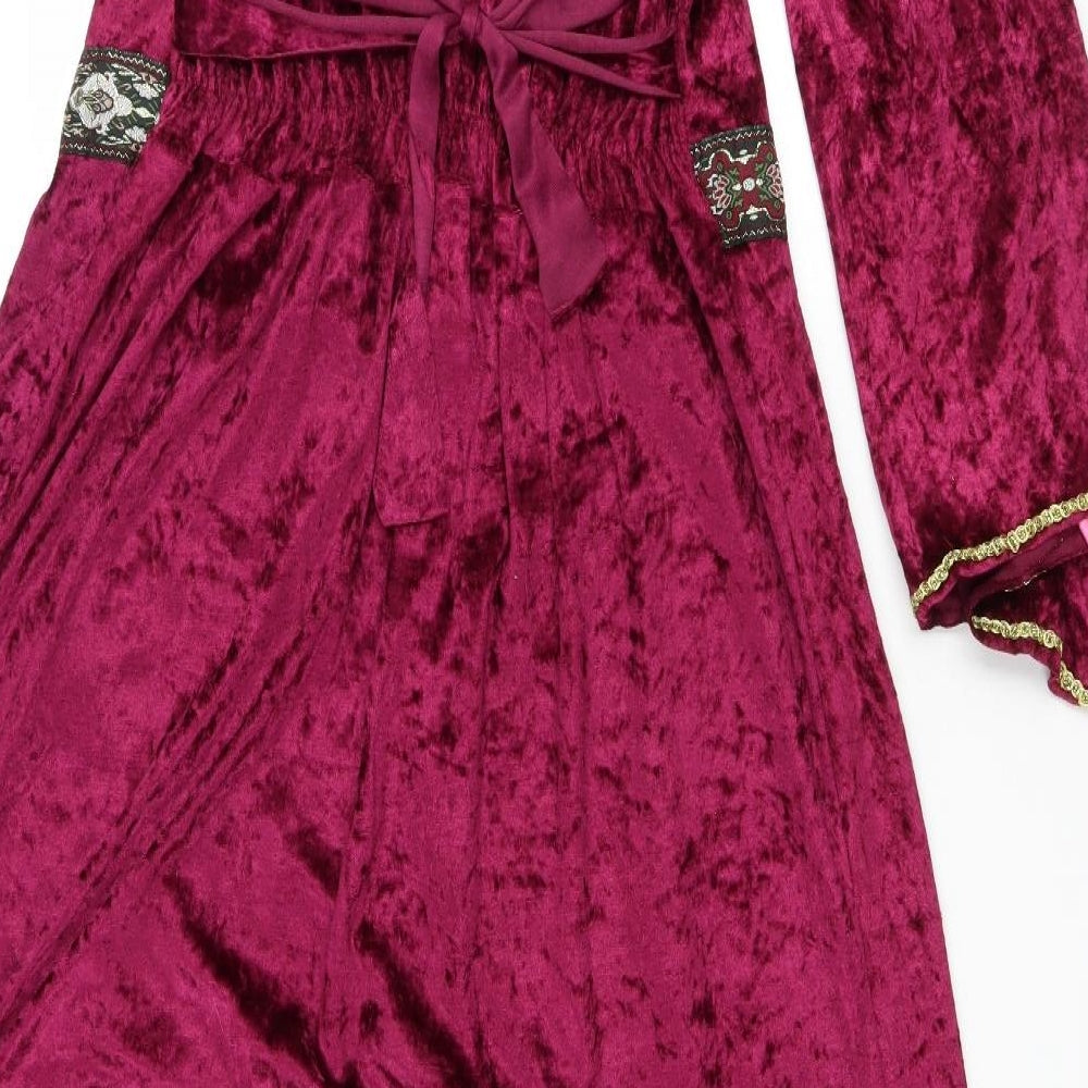Smiffys Womens Purple Floral Polyester Ball Gown Size L Boat Neck Pullover - Medieval High Lady Costume