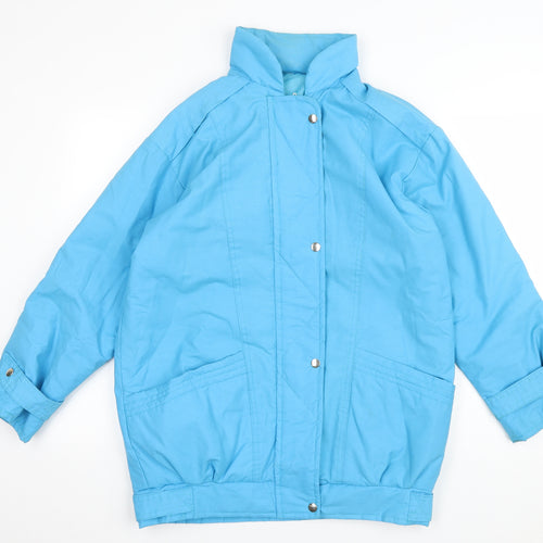 Preworn Womens Blue Rain Coat Coat Size 12 Zip