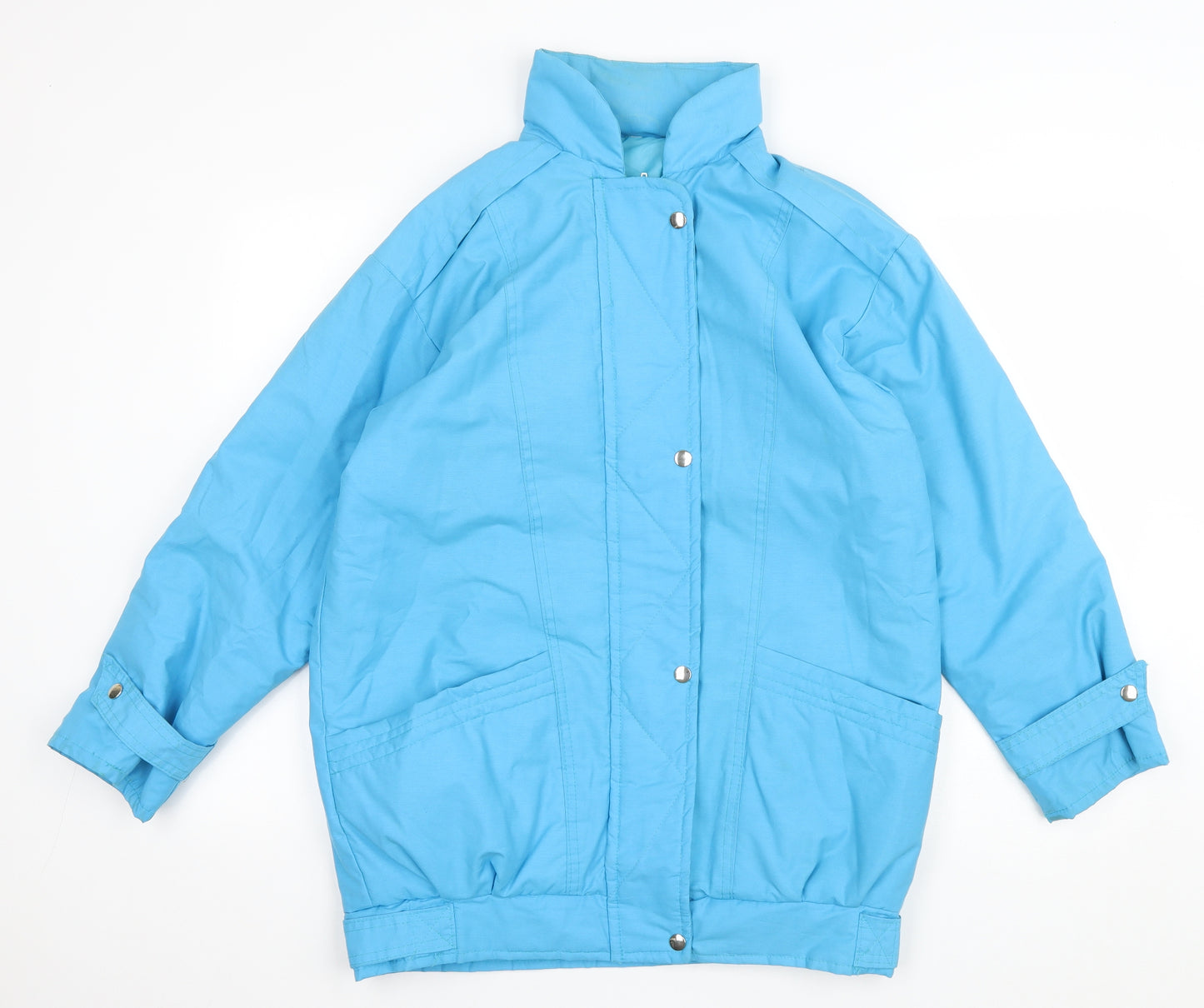 Preworn Womens Blue Rain Coat Coat Size 12 Zip