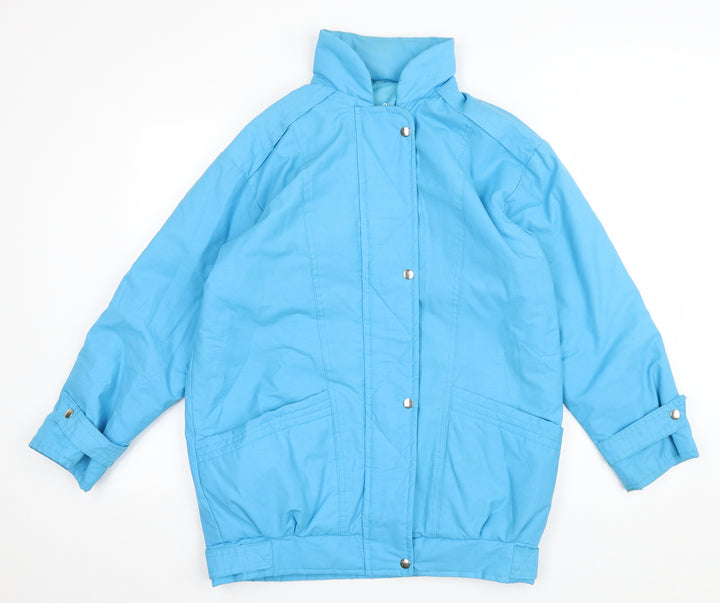 Preworn Womens Blue Rain Coat Coat Size 12 Zip