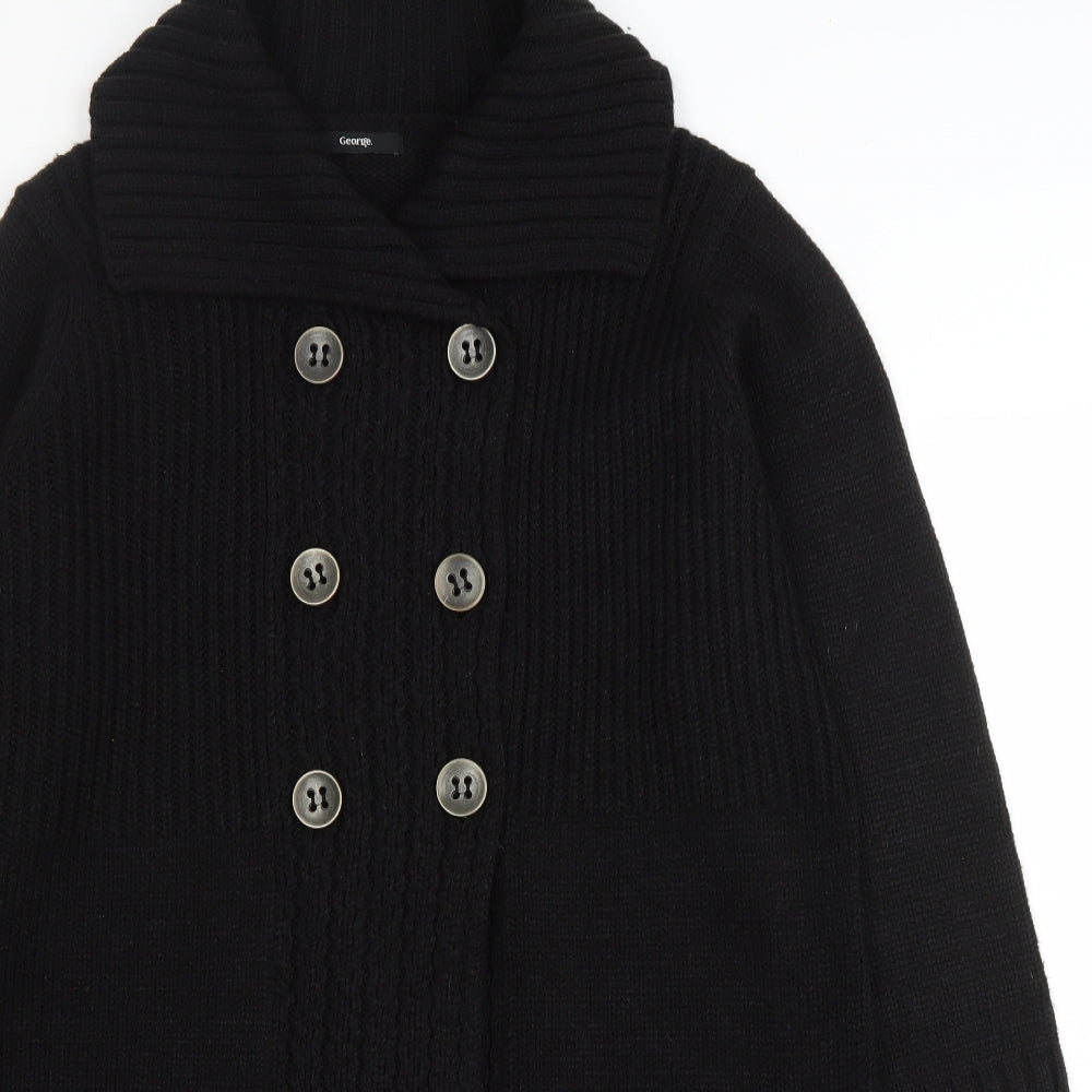 George Womens Black Collared Acrylic Cardigan Jumper Size 22