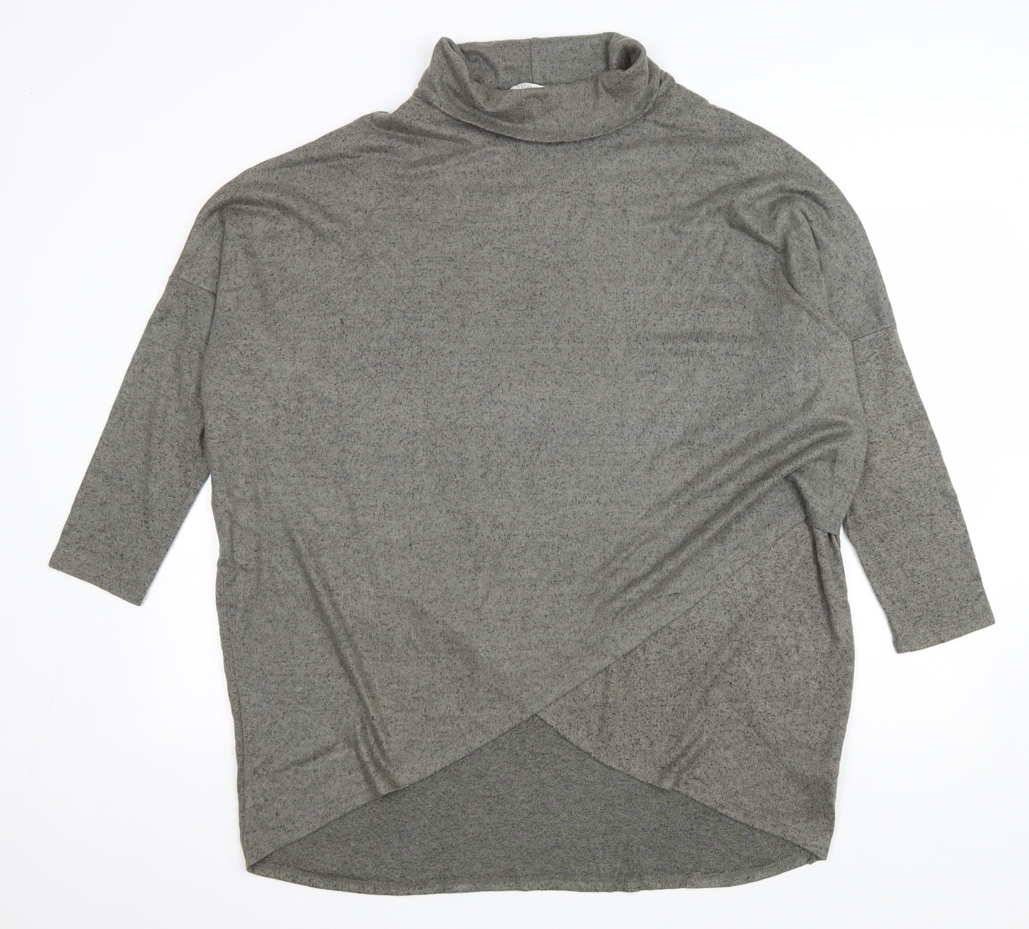 Apricot Womens Green Viscose Wrap T-Shirt Size 16 Roll Neck