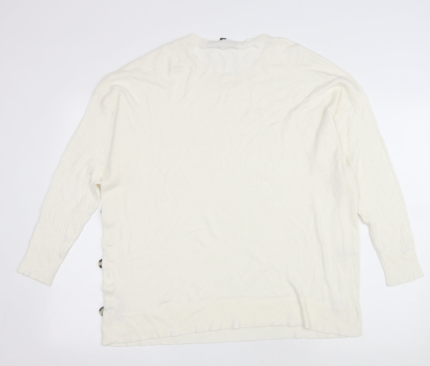 Bonmarché Womens Ivory Scoop Neck Viscose Pullover Jumper Size 20