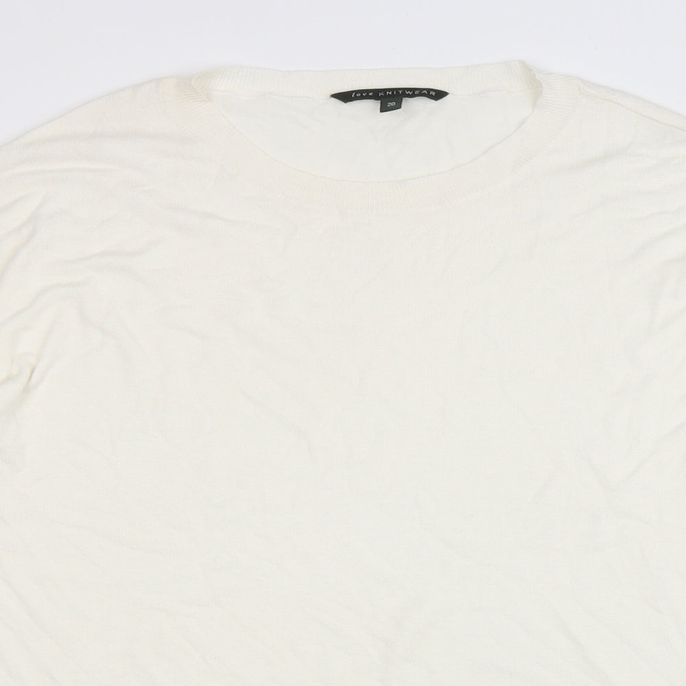 Bonmarché Womens Ivory Scoop Neck Viscose Pullover Jumper Size 20