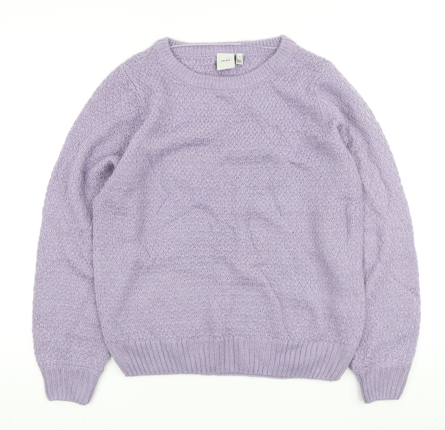 ICHI Womens Purple Round Neck Acrylic Pullover Jumper Size S