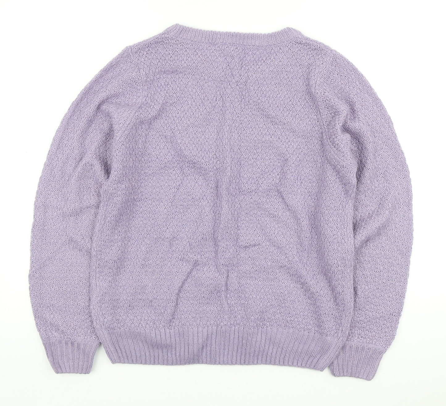 ICHI Womens Purple Round Neck Acrylic Pullover Jumper Size S
