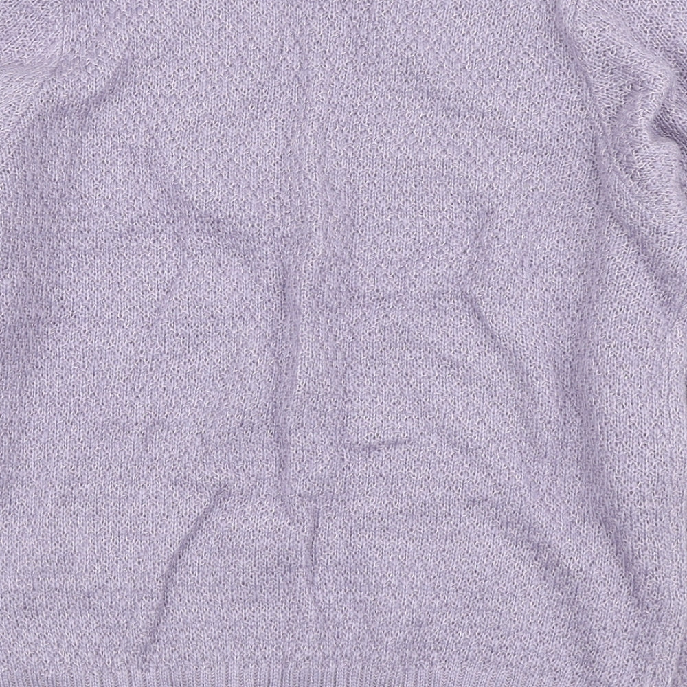 ICHI Womens Purple Round Neck Acrylic Pullover Jumper Size S