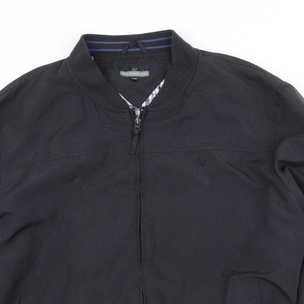 Lincoln Mens Blue Bomber Jacket Jacket Size XL Zip
