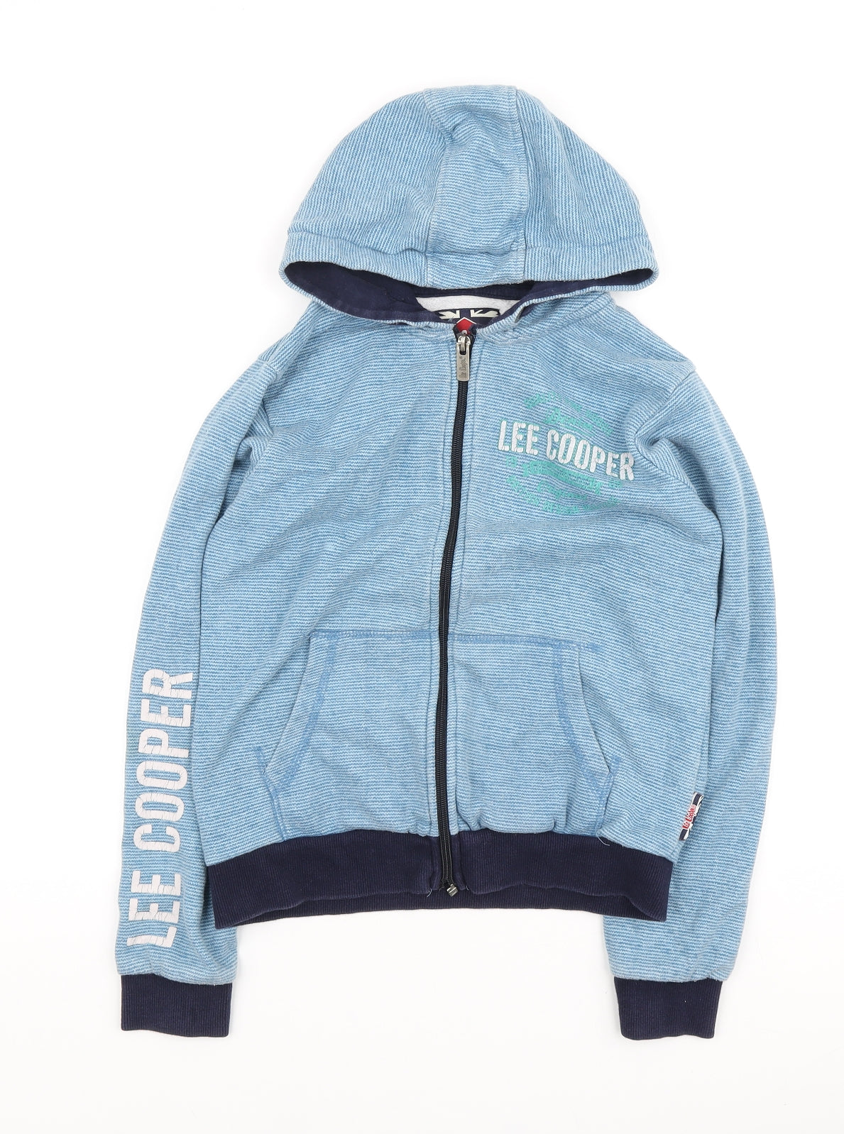 Lee Cooper Boys Blue Striped Polyester Full Zip Hoodie Size 11-12 Years Zip