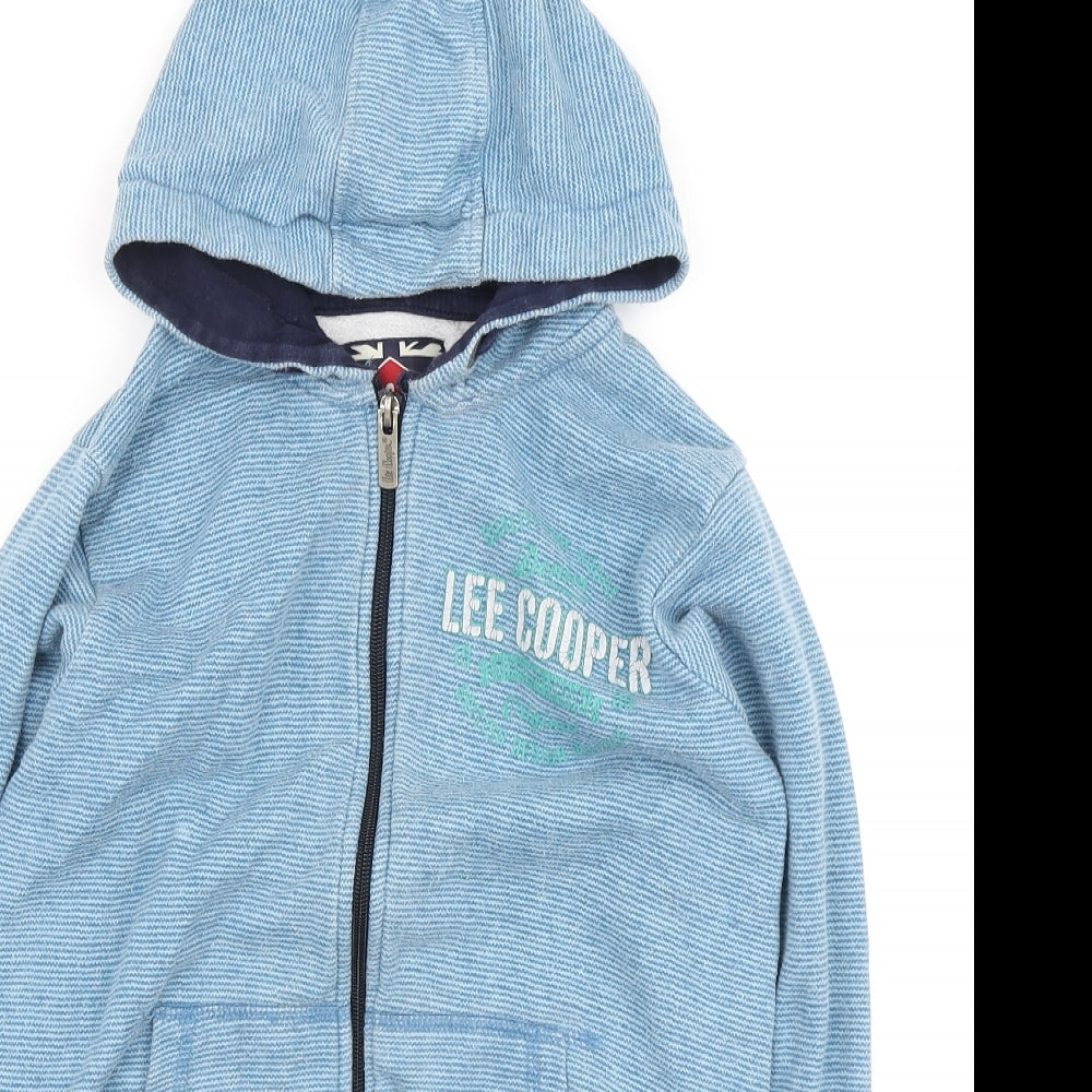 Lee Cooper Boys Blue Striped Polyester Full Zip Hoodie Size 11-12 Years Zip