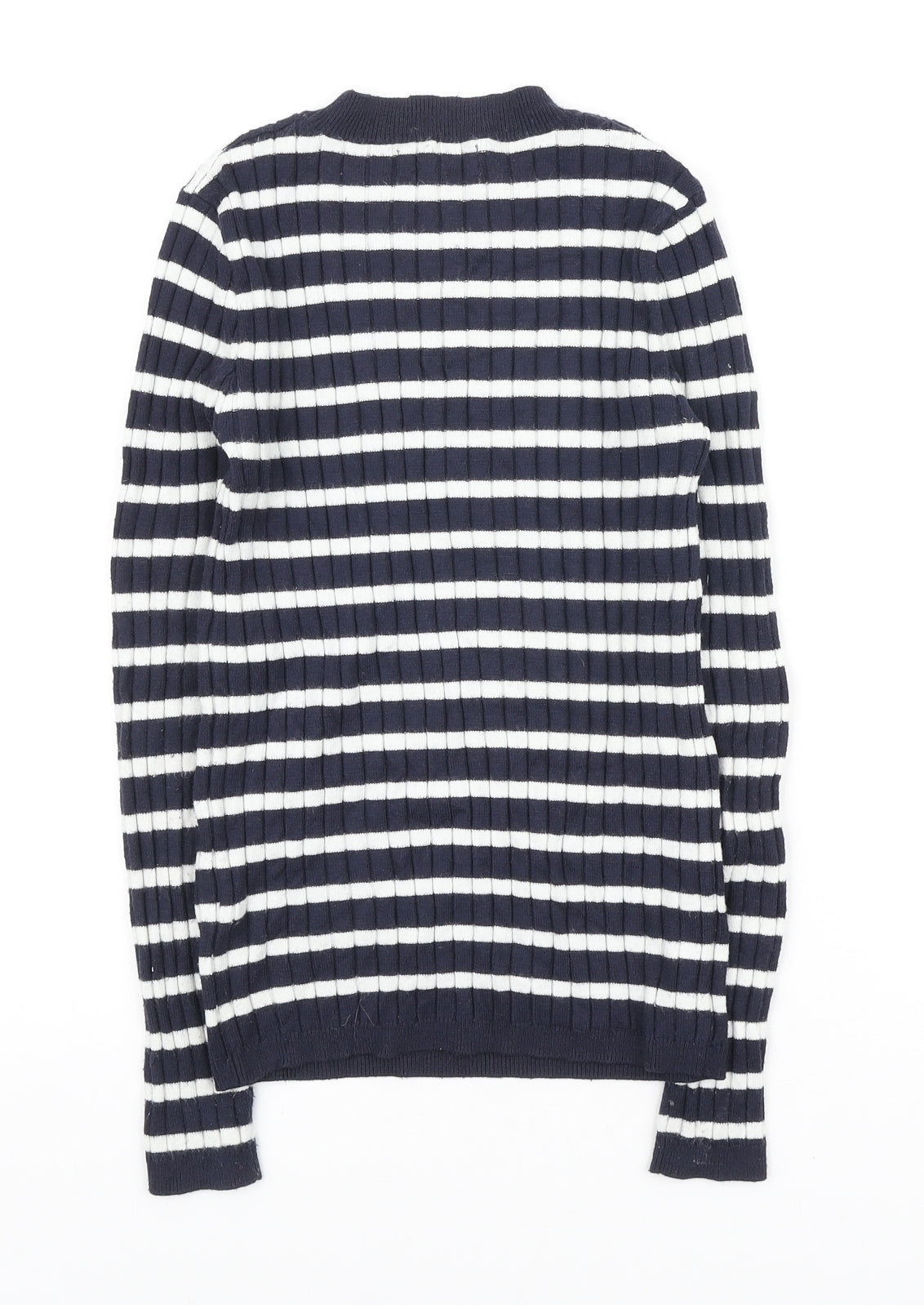 Atmosphere Womens Blue Round Neck Striped Viscose Pullover Jumper Size 10 - Stretchy