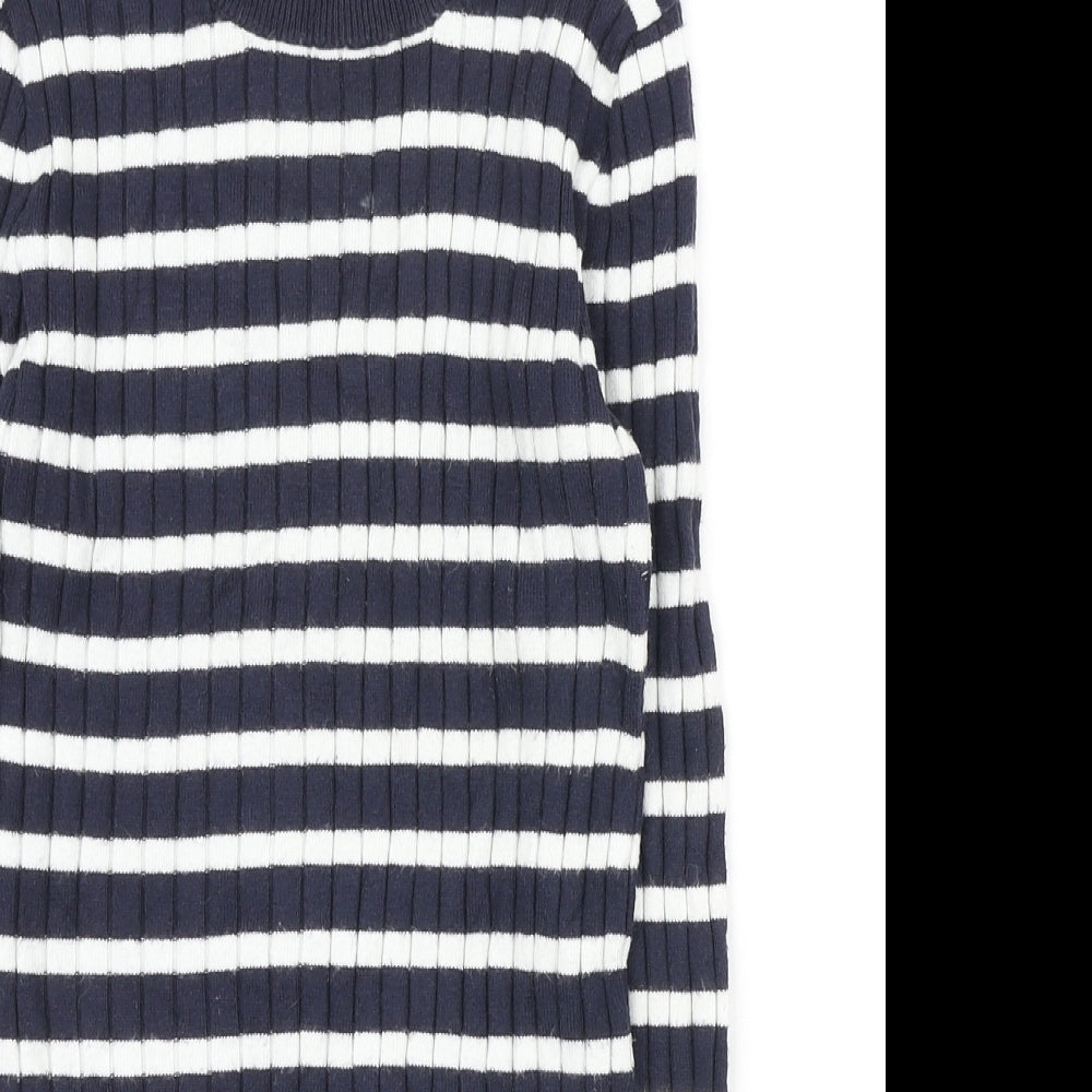 Atmosphere Womens Blue Round Neck Striped Viscose Pullover Jumper Size 10 - Stretchy